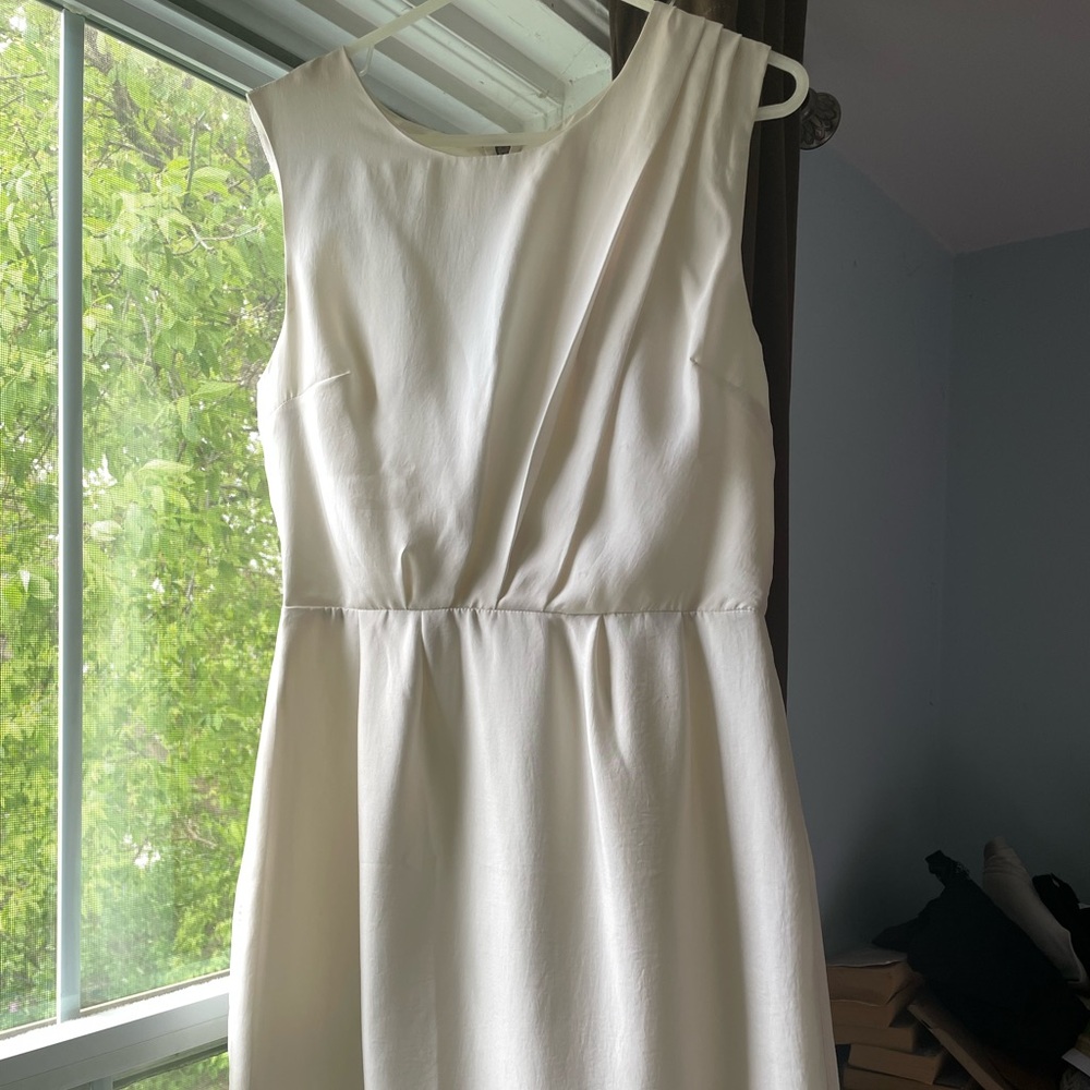 Chantal Paris Creamy White Pleated Detail Dress